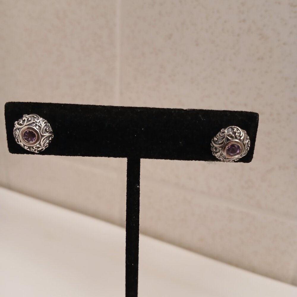 Or Paz Lace Textured Gemstone Stud Earrings